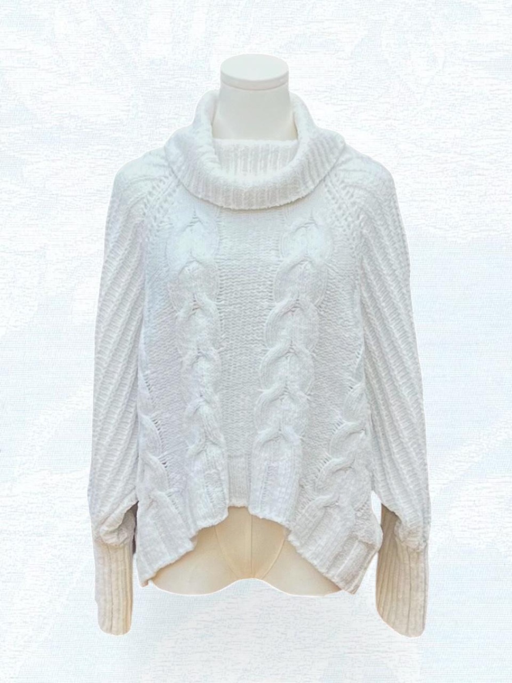 moon & madison White Cable Knit Turtleneck Sweater